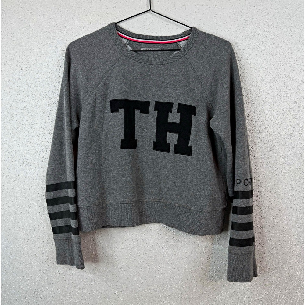 Tommy Hilfiger Sport Women's Gray Crew Neck Pullover Sweatshirt Logo, S/P